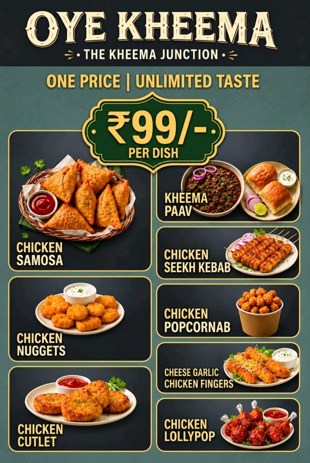 OYE KHEEMA original menu poster