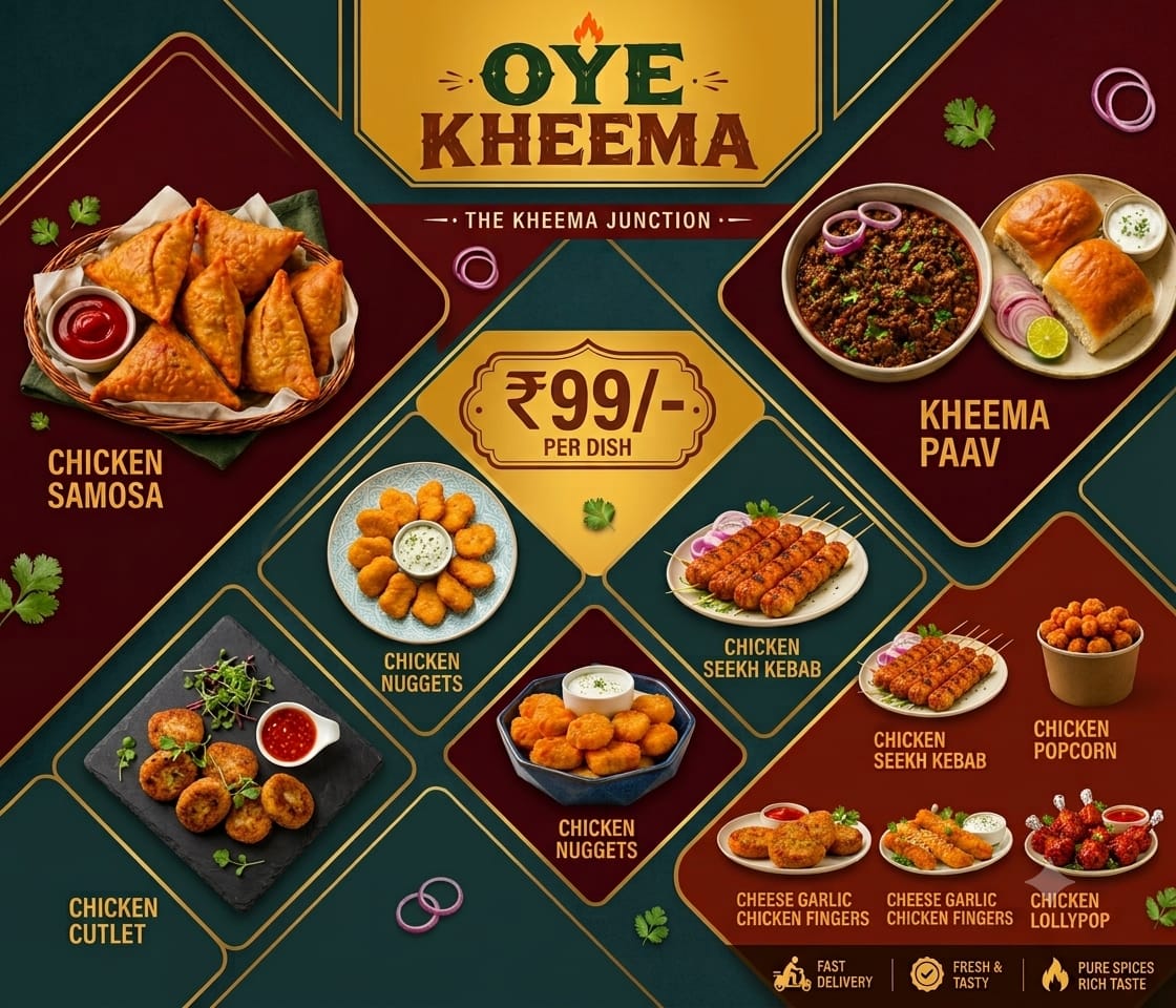 Original OYE KHEEMA promotional menu artwork